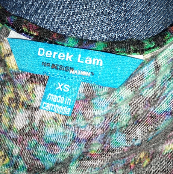 Derek Lam Black Abstract Multicolor Stretch Knit Tank Top Design Nation XS S - Picture 2 of 5